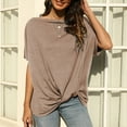 thumbnail image 2 of Birdeem Solid Color off Shoulder T-Shirt Loose Short Sleeved Top for Women, 2 of 12