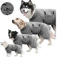 thumbnail image 4 of Gray Super Absorbent Microfiber Dog Bath Robe, Quick Dry Dog Bath Towel, Bathrobe for Medium/Large Dog (L), 4 of 5