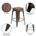 thumbnail image 5 of BizChair 24" High Metal Counter-Height, Indoor Bar Stool with Wood Seat in Gun Metal Gray - Stackable Set of 4, 5 of 13