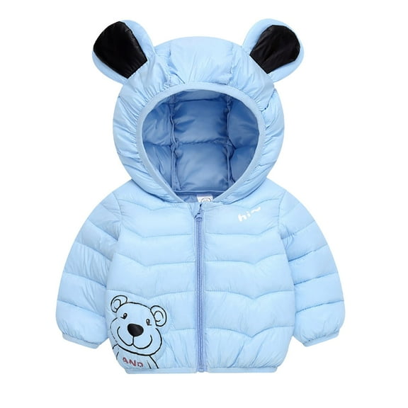 Zshosam Toddler Girl Jacket Baby Toddler Girls' Water Resistant Puffer Jacket Sherpa Fleece Lined Coat Size 18 24 Months,(Light Blue 18-24 Months)