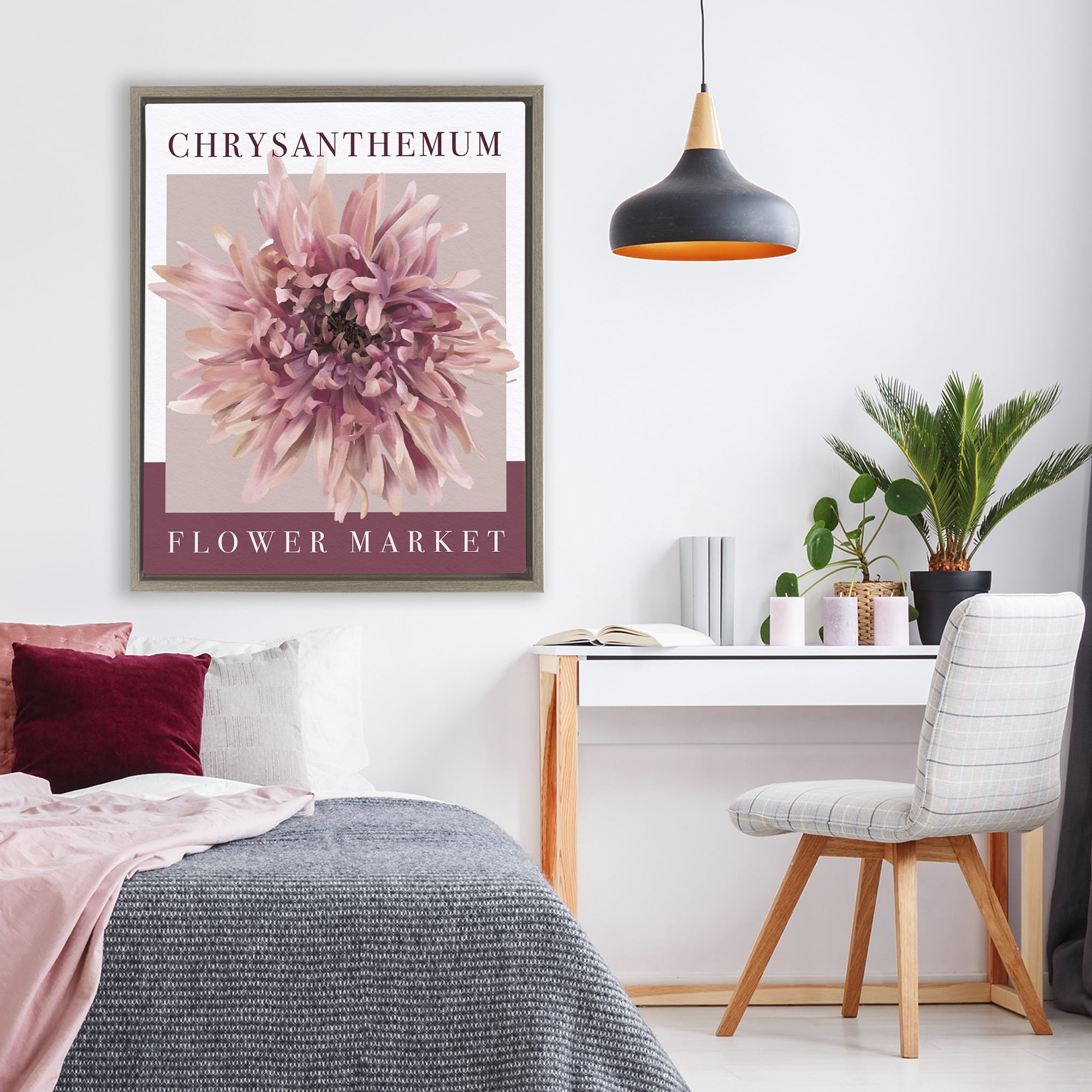 Stupell Industries Chrysanthemum Flower Market Brown Framed Floater Canvas Wall Art, design by Jennifer Stith