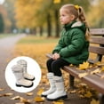 thumbnail image 4 of LYHaoo Girls Glitter Pearl Chain Boots Fashion Girls British Style Short Boots Fall Winter Big Kids Leather Soft Sole Ankle Boots Sizes 2.5 White(Big Kid), 4 of 6