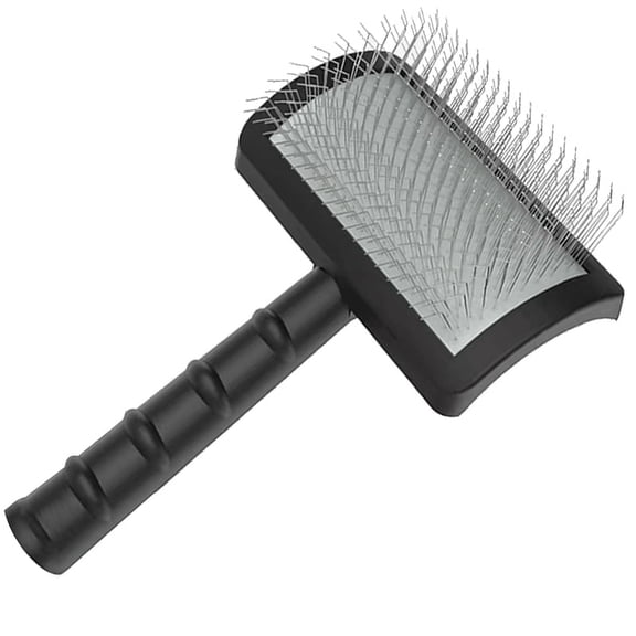 Vruelia Firm Slicker Brush for Cats and dogs- Extra Long Pin Slicker Brush for Large Cats and dogs Pet Grooming Wire Brush and Deshedding (Black)Cat and Dog Massage Brush
