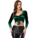 thumbnail image 1 of Disfraz de navidad Top corto de terciopelo con escote corazón y cordón para mujer Verde Oscuro XL, 1 of 5