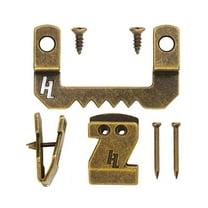 HangZ 34051 Flat Mount Sawtooth Picture Hook and Hanger Kit 15lb Antique Brass