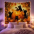 thumbnail image 2 of Pumpkin Cats Surrounded with Perched Very While Others, Playful Illustration for Cat Lovers, Animal Wall Decor, Halloween Gift, Tapestry Wall Hanging for Bedroom and Dorm, 2 of 7