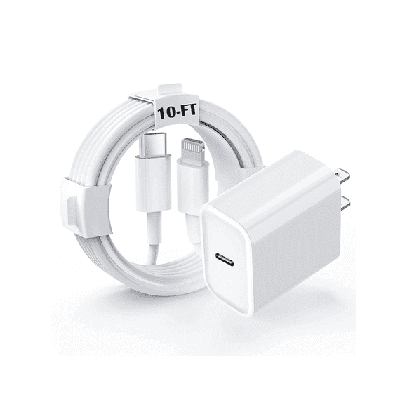IPhone Fast Charger,10FT IPhone Charger Fast Charging 20W PD USB C Wall Charger Plug Type C Power Adapter Lightning Cable Cord Compatible With Apple I