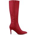 thumbnail image 3 of BLISSFUL STEP Women's Boots Faux Suede Knee High Pointy Toe Stiletto Heel Dress Boots Red 9.5, 3 of 7
