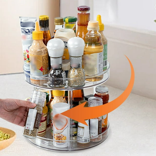 Multifunctional Rotating Storage Rack Organizer with Fruit Tray and Holder – Versatile Turntable for Kitchen and Bathroom Space-Saving 360° Organiser for Countertop and Cupboard