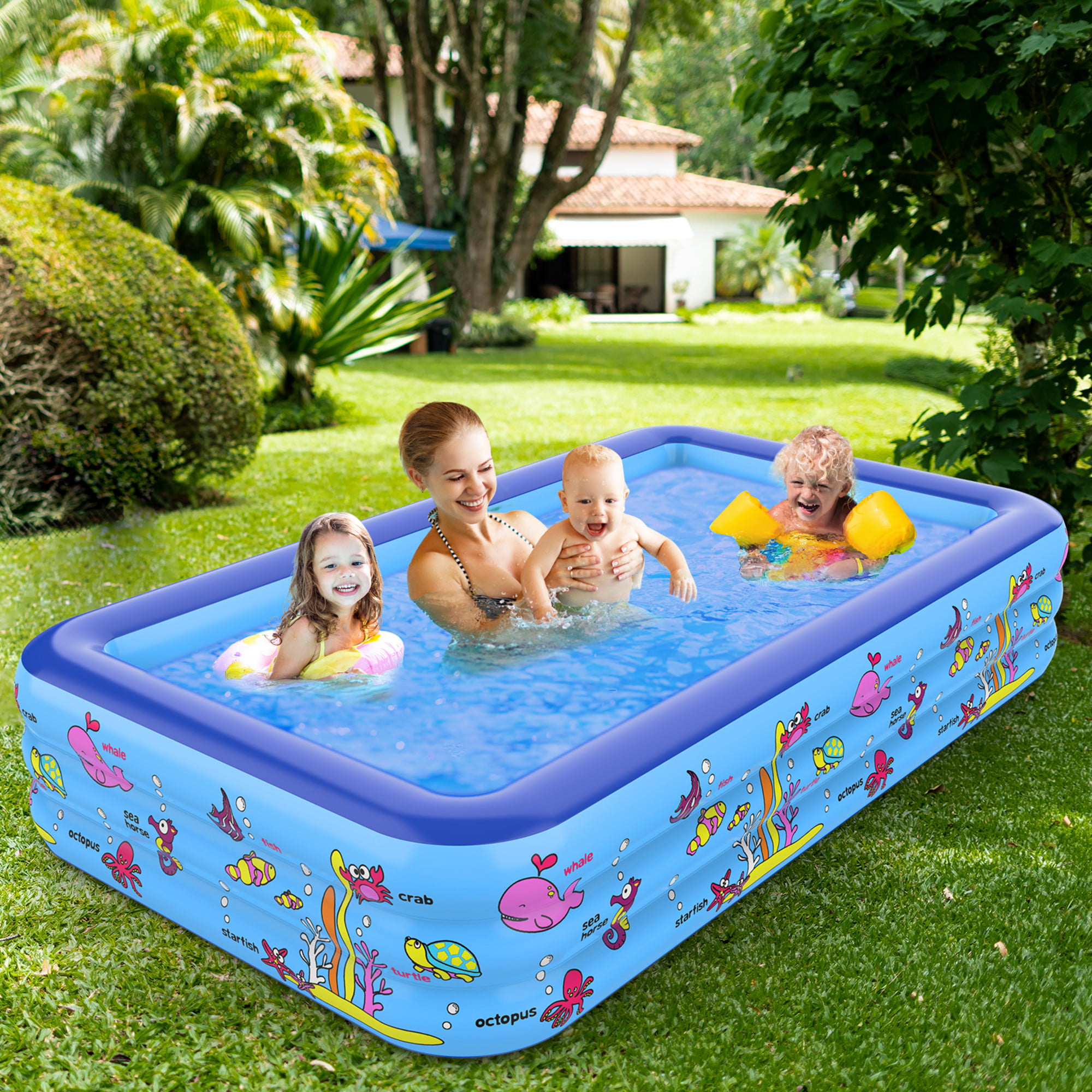 Glan 3 Layer Summer Special 2feet Inflatable Kid Swimming Pool, Bath Tub,  Water Pool for Kids (Multicolor)