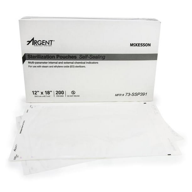 McKesson 73392400 Argent SureCheck Sterilization Pouch, 12 x 18 in