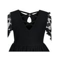thumbnail image 5 of Girls Dress Black Floral Lace Sheer Mesh Long Sleeve Hollow V-back 8 Years, 5 of 6