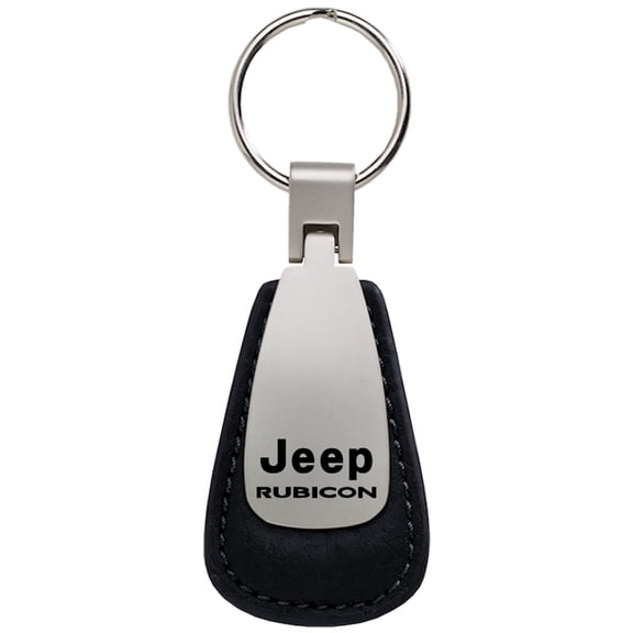 Jeep Rubicon Leather Teardrop Key Chain (Black)