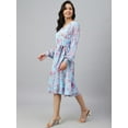 thumbnail image 5 of Janasya Indian Women's Sky Blue Georgette Floral Flared Western Dress, 5 of 8
