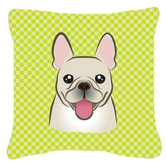 Checkerboard Print With Dog Fabric Decorative Pillow