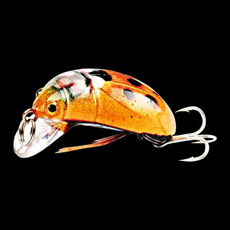 3.8cm Mini Fishing Lures Crankbait Bass Fishing Hard Baits Hooks Topwater Catching Bluegill Crappie Perch Pike Beetle Shape