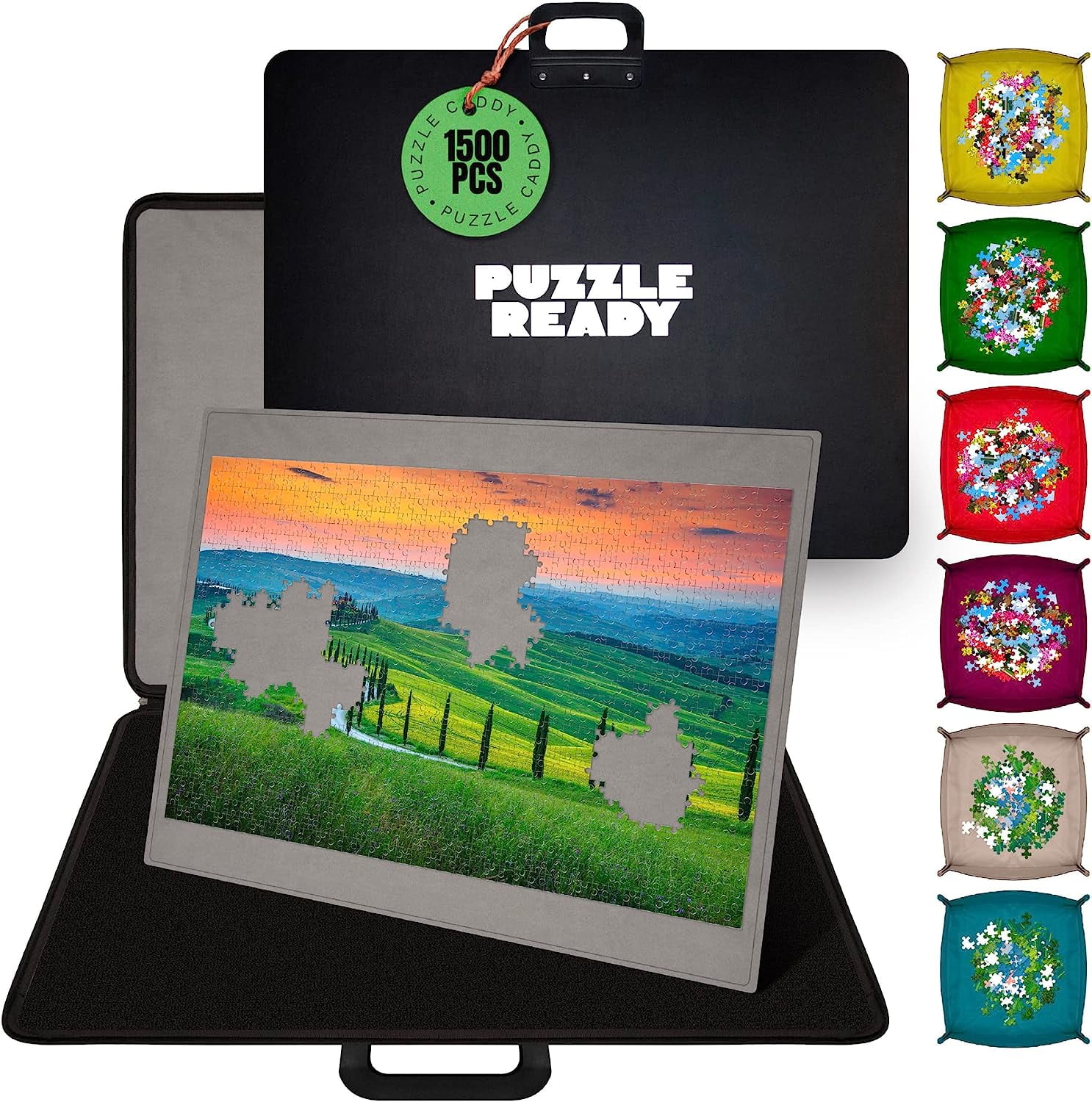 Puzzle Ready 1500 Pieces Portable Jigsaw Puzzle Caddy Board with 4 Puzzle Sorting Trays 36.2”x