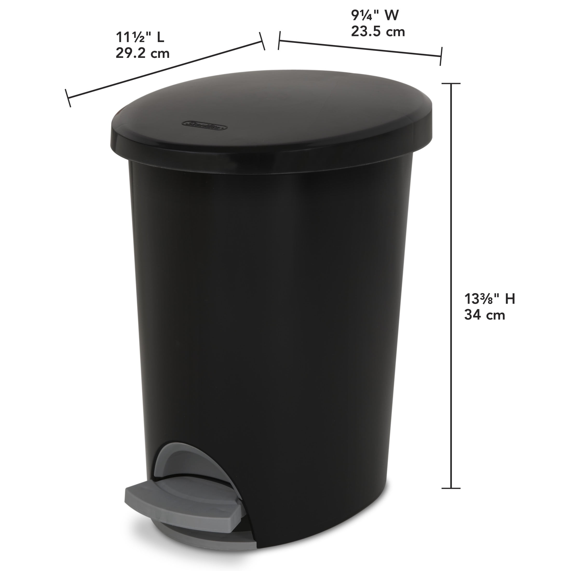Sterilite Small Bathroom Trash Can, 2.6 Gallon Plastic Garbage Bucket Bin