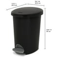 thumbnail image 2 of Sterilite Small Bathroom Trash Can, 2.6 Gallon Plastic Garbage Bucket Bin with Step Lid, Black, 2 of 12