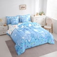 thumbnail image 3 of jejeloiu Chic Bow Tie 7-Piece Twin Bedding Sets,Blue Bowknot Bedding Comforter Set For Girl Teens Reversible, 3 of 8