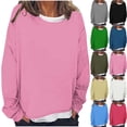 thumbnail image 6 of Tumotour Pullover for Women False Two Piece Crew Neck Long Sleeve T Shirts Casual Loose Top 2025 Lightweight Sweatshirts Blouse Tops, 6 of 6