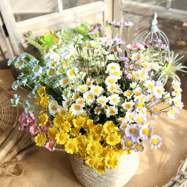 Morttic 6 pcs Artificial Daisy Flowers Bulk, 15 Heads Artificial Daisies  Bulk Fake Daisy Silk Flowers Outdoor Wedding Bouquet Home Party Garden