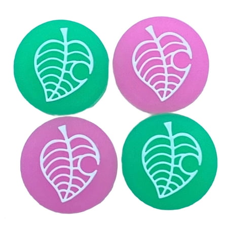 JenDore Pink Green 4Pcs Leaf Silicone Thumb Grip Caps for Nintendo Switch