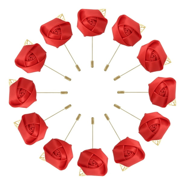 Ramilletes de Rosa con Alfileres Unique Bargains 12 Pcs Rojo Ceremonia de Boda