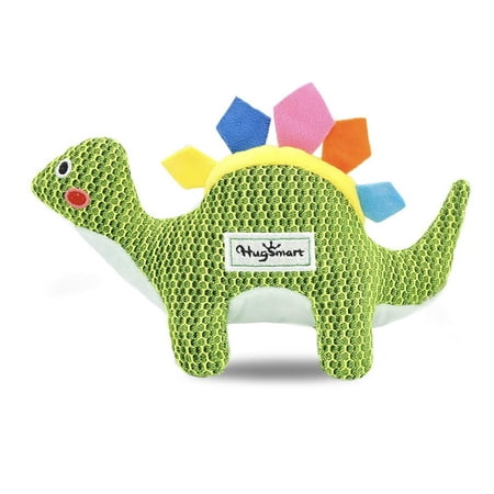 HugSmart Pet - Dinosaur Land | Squeaky Plush Dog Toys for Small Medium Dogs| Textured Sandwich Mesh Cute Teething Toys for Puppies