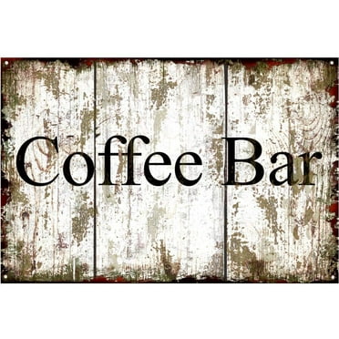 Original Retro Design Coffee Bar Tin Metal Signs Wall Art|Thick Tinplate Print Poster Wall Decoration for Cafe/Kitchen/Coffee Corner