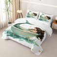 thumbnail image 3 of Manfei Dreamy Bath Mermaid Twin Quilt Set, Dreamy Butterfly Twin Coverlet Set, Teal White, 2pcs, 1 Bedspread and 1 Pillowcase, 3 of 7