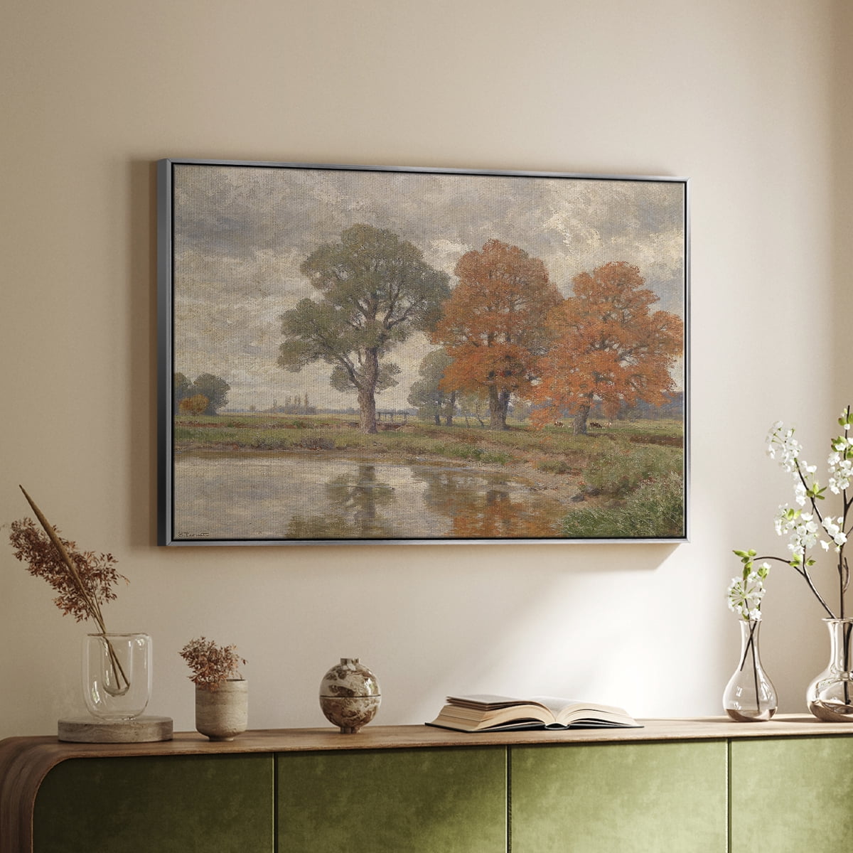 Vintage Landscape-CCCLIV By Wexford Home Framed in Silver Wood Gallery Wrapped Canvas 25 in. x 37 in.