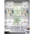 thumbnail image 2 of Vintage Beach Coastal Sheer Curtains 72 Inch Length 2 Panels Set Window Treatments, Nautical Shell Starfish Coral Summer Rod Pocket Semi Curtains for Living Room/Bedroom/Kitchen Décor, 104"W x 72"L, 2 of 7