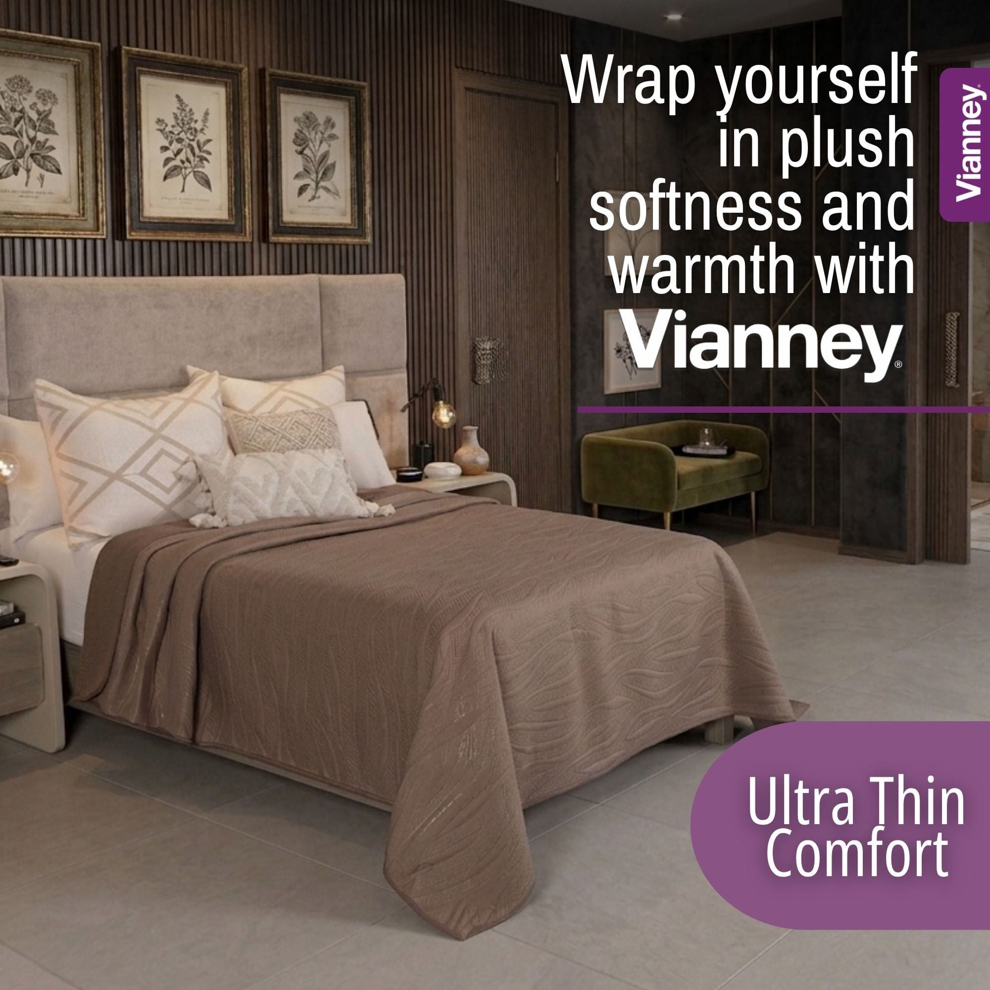 Vianney Comforter Twin Novo Coffee Lightweight and Soft Fleece Material Cozy Throw Year Round Comfort Bedding