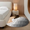 thumbnail image 2 of Round Rugs 3Ft, Grey Geometric Beach Round Area Rug Washable Indoor Throw Carpet, Ombre Waves Moire Abstract Art Small Non Slip Circle Rug for Bedroom Living Room Home Decor Aesthetic, 2 of 8