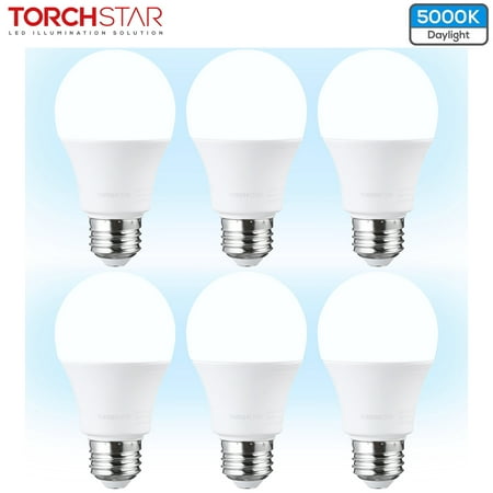 

TorchStar Garage Door Opener LED Bulb 100W Equivalent LED A19 Light Bulb 1500 Lumens Ultra-Bright 5000K Daylight Non-Dimmable Standard E26 Base UL-listed Damp Location Pack of 6