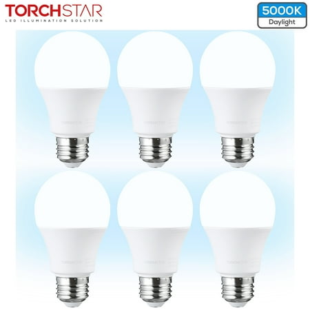 

TorchStar Garage Door Opener LED Bulb 100W Equivalent LED A19 Light Bulb 1500 Lumens Ultra-Bright 5000K Daylight Non-Dimmable Standard E26 Base UL-listed Damp Location Pack of 6