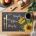 thumbnail image 2 of Sunflower Placemats Set of 12, Live Simply Laugh Often Love Deeply Blackboard Non-Slip Place Mats Washable Table Mats for Kitchen Dining Table Decorations Indoor/Outdoor, 2 of 9