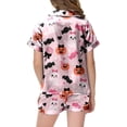 thumbnail image 5 of NIEWTR Girls Pajamas Halloween Cartoon Print Short Sleeve Lapel Cute Top and Shorts Pjs for Kids Breathable Soft Fashion Nightwear Casual Daily Wear, 5 of 5