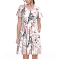 thumbnail image 1 of Fotbe Paris Vestido Largo de Moda para Mujer, Vestido Tipo Camiseta con Manga Corta y Estilo Casual a Rayas y Bloques de Color, 1 of 6