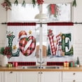 thumbnail image 3 of Love Christmas Sheer Curtains 54 Inches Long, Tropical Tree Red Black Plaid Xmas Light Filtering Window Curtains for Living Room/Bedroom, Rod Pocket Voile Sheer Curtain Drapes, 52"W x 54"L, 2 Panels, 3 of 9