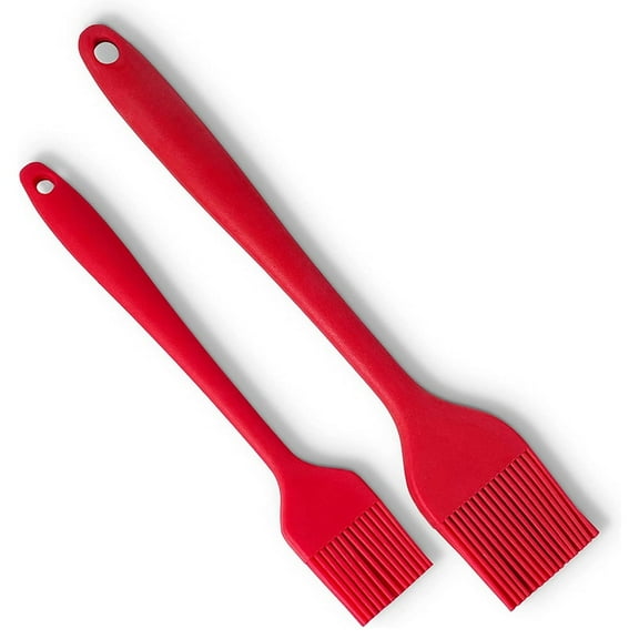 Xiao Hua Silicone Pastry Coating Brush -2 heat-resistant brushes, used for baking and cooking food, kitchen brushing red (large small)