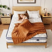 Queen Mattress, 10 Inch Memory Foam Hybrid Mattress with Individual Pocket Spring, Motion Isolation, Upgrade Zoned Support, Strengthen Edge Support, Medium Firm, Pressure Relief, CertiPUR-US
