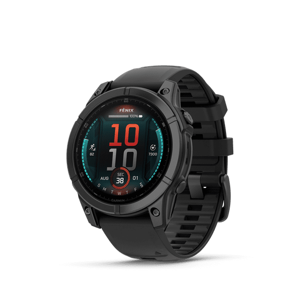 Garmin fēnix E AMOLED GPS Smartwatch 47 mm - Military Spec 810, Multi Sport, Compass, Gyroscope and Barometric Altimeter | Slate Gray Steel with Black Silicone Band