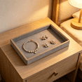 thumbnail image 3 of Velvet Jewelry Display Storage Box Organizer - Desktop Makeup Tray for Earrings, Bracelets, Rings, 21x12.3cm, 3 of 7