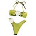 thumbnail image 2 of Joernso 2Pcs/Set Women Sexy Bikini Set 3D Flower Halter Bandeau Bra High Waist Briefs Set Quick Drying Swimsuit Bathing Suit, 2 of 8