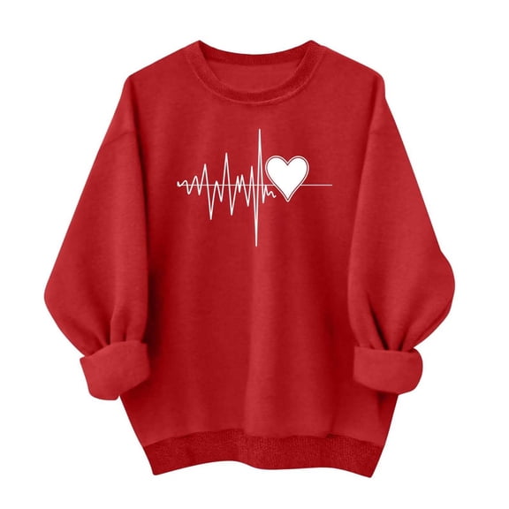 Tweang Women's Valentine's T-shirt Thin Long Sleeve Shirts Women Long Sweatshirts for Women Fall Tops Long Sleeve Compression Shirts for Women’s Sweatshirt Hot Pink 1 L