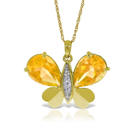Galaxy Gold 14K Solid Gold 7.1 Carat Natural Diamond Butterfly Necklace for Women - Yellow Gold Fine Jewelry