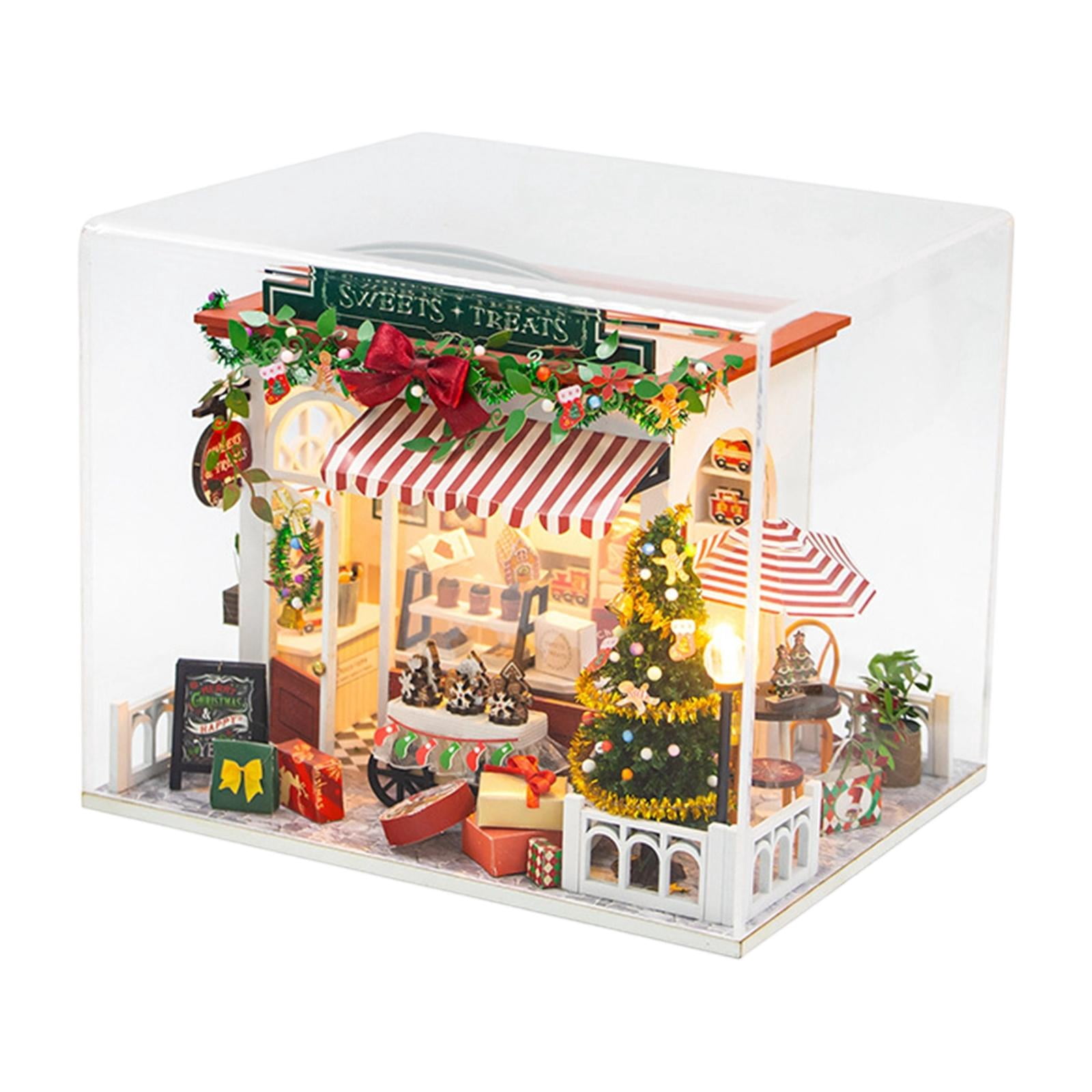 DIY Mini House Craft Kit Christmas Cottage Handmade Wood Construction with Lights for Adults Holiday Decor