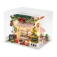 thumbnail image 3 of Kit de casa de muñecas navideña en miniatura 3D con luces, versátil para regalar en Valentín, modelo creativo de madera con cubierta antipolvo., 3 of 8